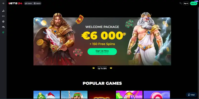 home page screen photo of Bets24